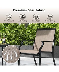 2 Piece Patio Dining Chairs Large Outdoor with Breathable Seat & Metal Frame