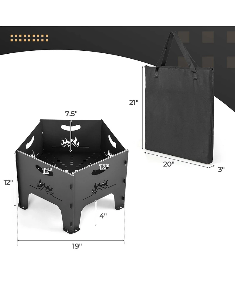 Costway Fire Pit for Outside 19 Inches Collapsible Portable Plug Fire Pit with Storage Bag