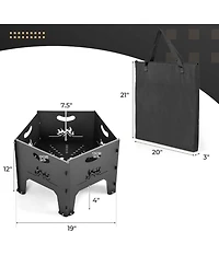 Costway Fire Pit for Outside 19 Inches Collapsible Portable Plug Fire Pit with Storage Bag