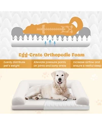Orthopedic Dog Bed Medium Small Dogs with 3-Side Bolster Non-Slip Bottom Zippers