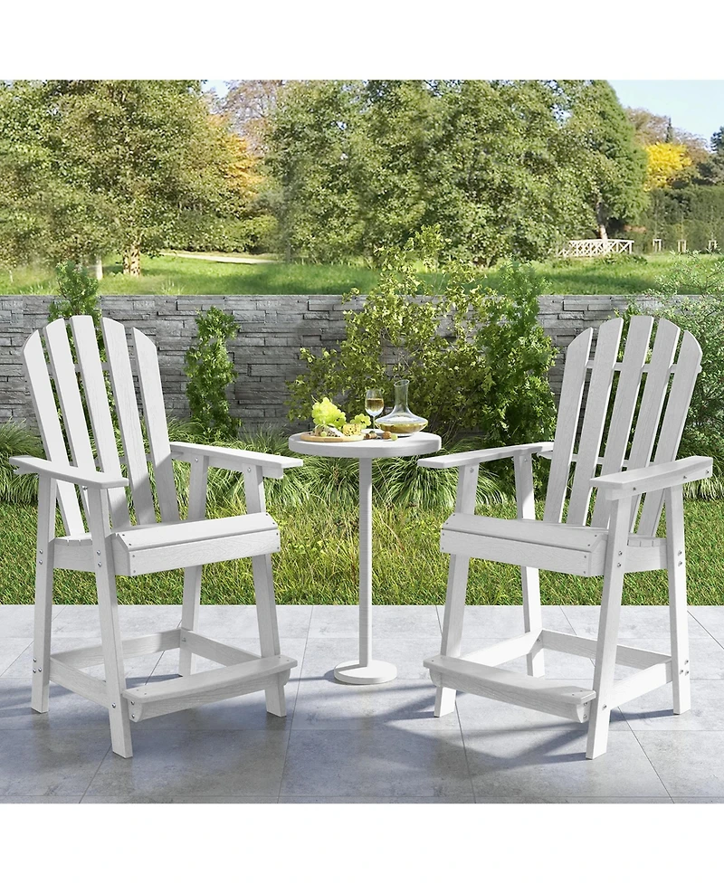 Costway 4 Pcs Tall Bar Stool Hdpe Patio Chair with Armrest Footrest Home Indoor Outdoor