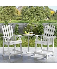 Costway 4 Pcs Tall Bar Stool Hdpe Patio Chair with Armrest Footrest Home Indoor Outdoor