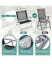 3pcs Patio Folding Table Chair Set Extra-Large Seat Metal Frame Portable Outdoor