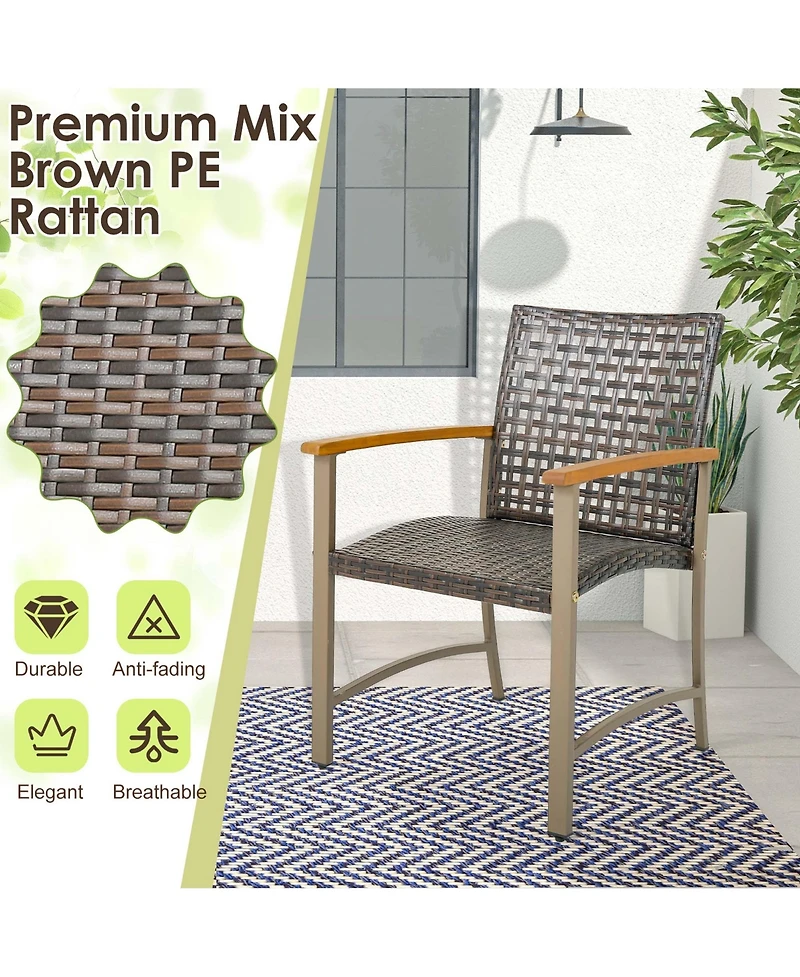 Set of 4 Patio Dining Chairs Outdoor Wicker Armchairs