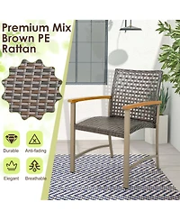 Set of 4 Patio Dining Chairs Outdoor Wicker Armchairs