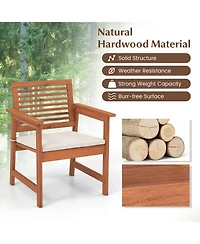 Set of Outdoor Dining Chair Patio Solid Wood Chairs with Comfortable Cushions