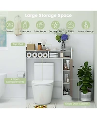 Over the Toilet Bathroom Cabinet Floor Storage Organizer with Adjustable Shelves