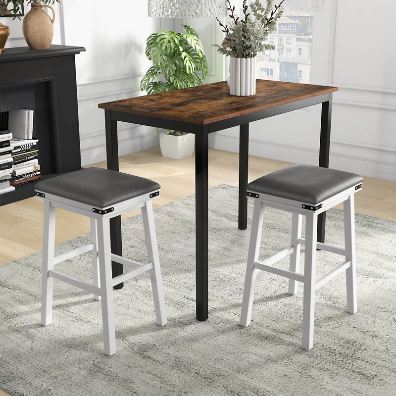 30'' Dining Bar Stool Set of 2 Pub Height Padded Seat Wood Frame Kitchen