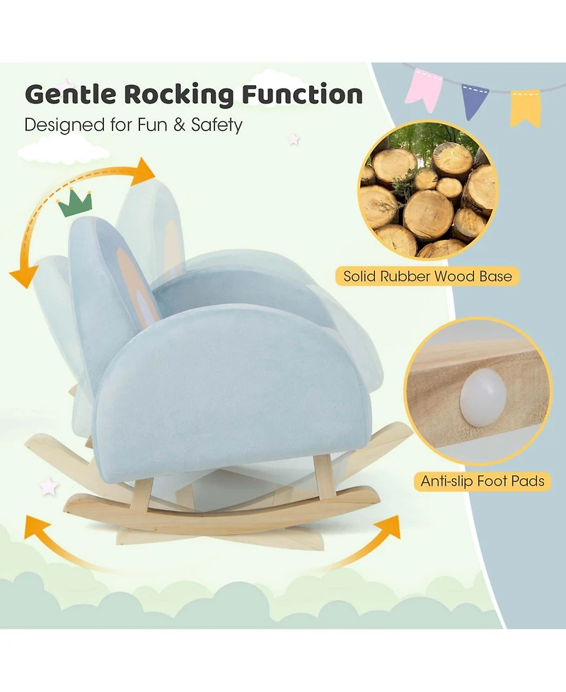 Toddler Rocking Chair Children's Upholstered Velvet Rocker Kids Armchair