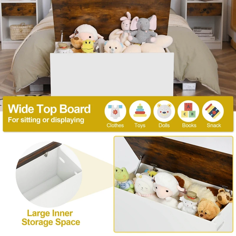 Flip-top Storage Chest Lift Top Storage Bench Wooden Deck Box Toy Box