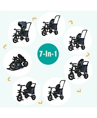 Costway 7-In-1 Kids Baby Tricycle Folding Steer Stroller w/ Rotatable Seat