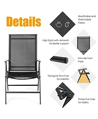 Costway Set of 2 Patio Folding Chair Recliner Adjustable