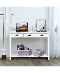 47'' Console Table Hall Table Side Desk Accent Table Drawers Shelf Entryway