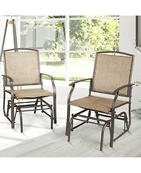2PCS Patio Swing Single Glider Chair Rocking Seating Steel Frame Garden
