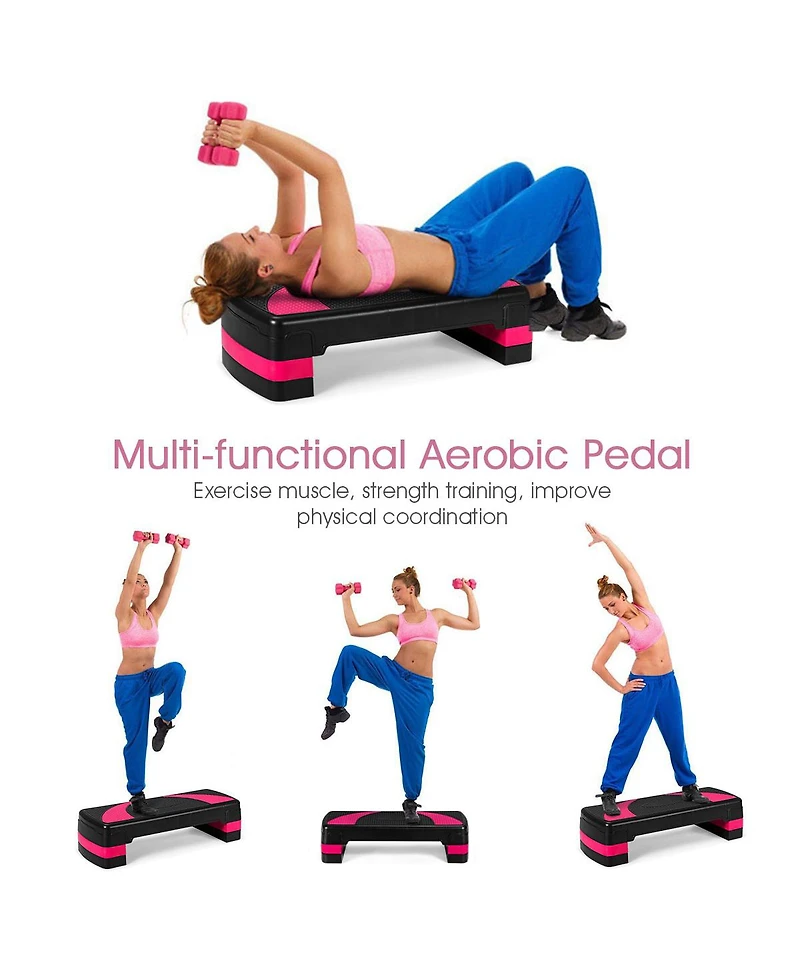 31'' Aerobic Exercise Stepper Cardio Trainer W/Riser Adjustable