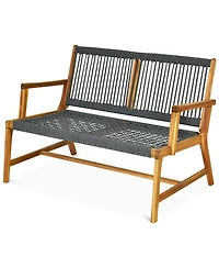 Costway 2-Person Patio Acacia Wood Bench Porch Garden Yard Deck