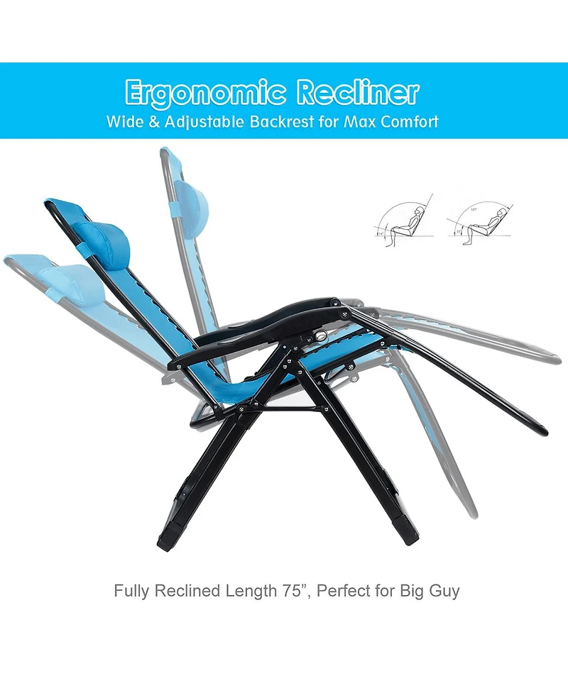 Zero Gravity Chair Oversize Lounge Patio Heavy Duty Folding Recliner