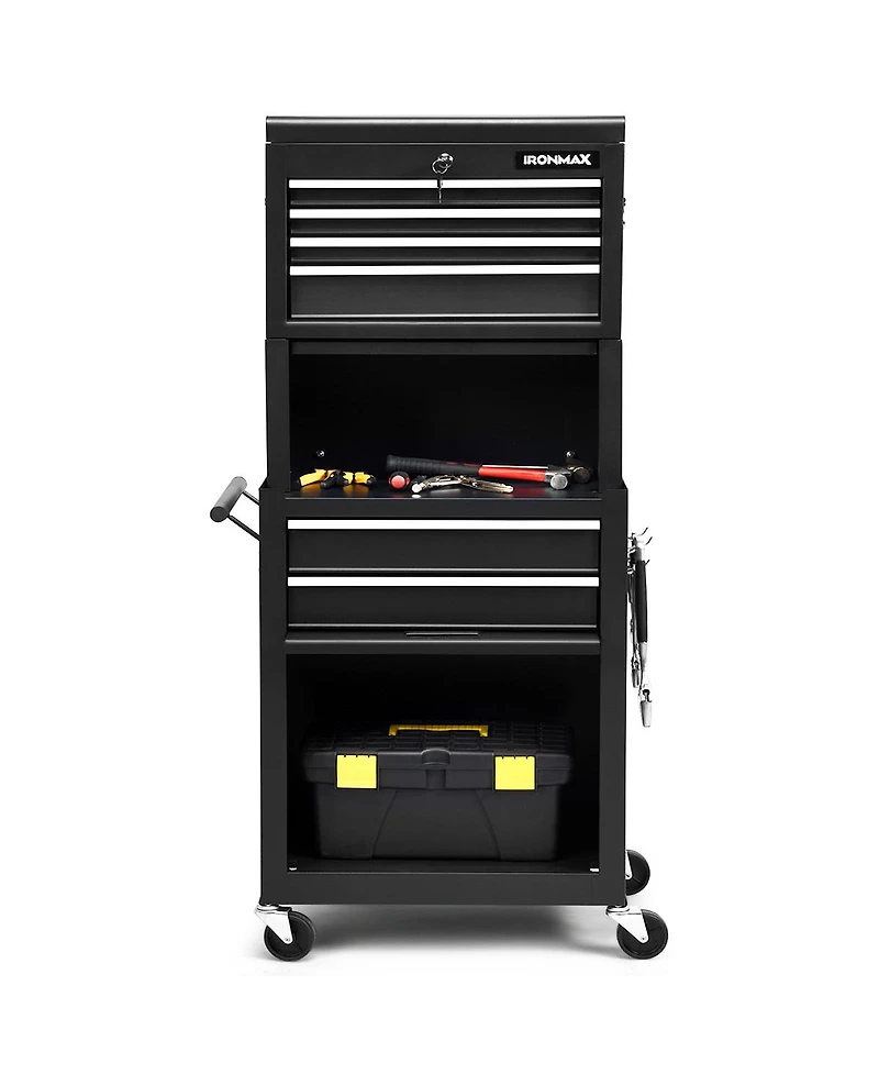 High Capacity 6-Drawer Rolling Tool Chest Storage Cabinet Toolbox Combo