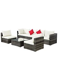 Costway 7PCS Patio Rattan Furniture Set Sectional Sofa Garden