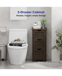 Bathroom Floor Cabinet Freestanding Storage Organizer w/ 3 Drawers