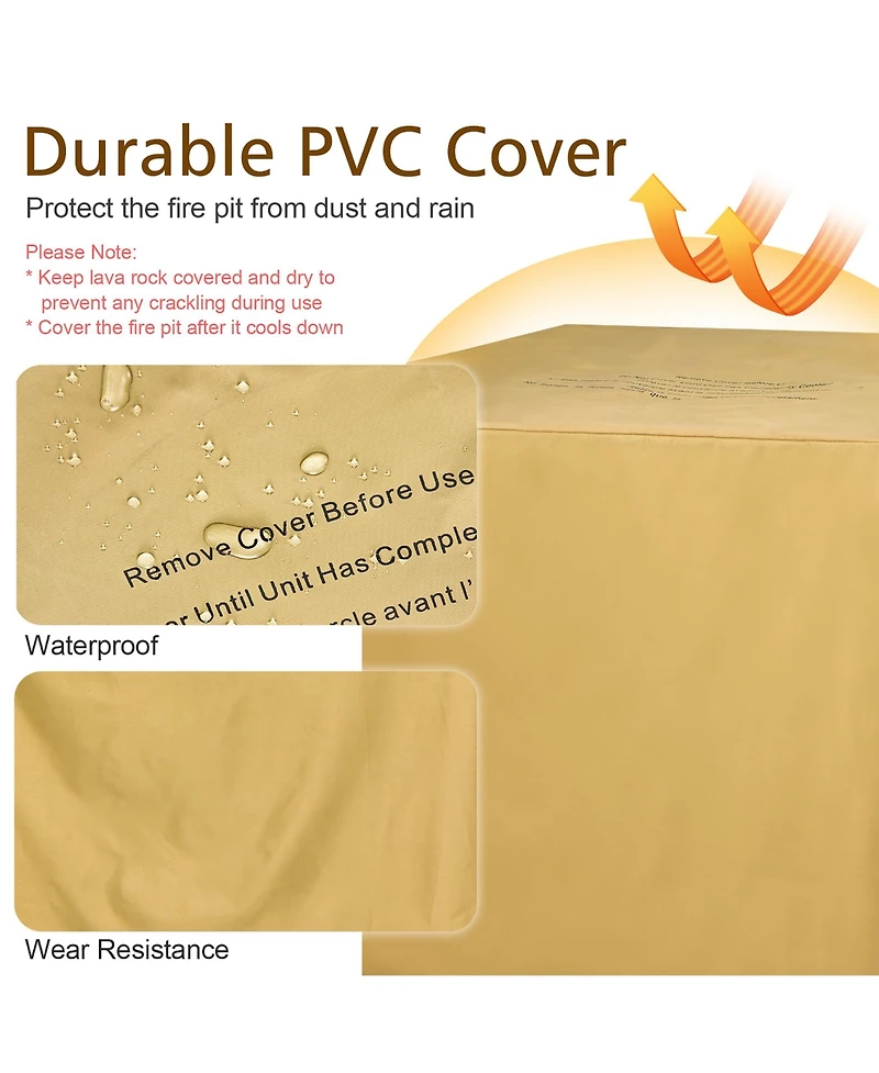 Costway 32'' Propane Fire Pit Table Square Tabletop w/Lava Rocks