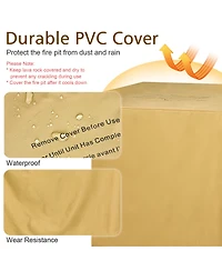 Costway 32'' Propane Fire Pit Table Square Tabletop w/Lava Rocks