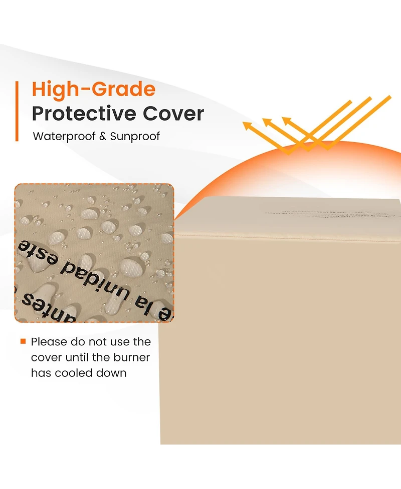 Costway 34.5'' Square Propane Gas Fire Pit Table Faux Stone w/ Lava Rock