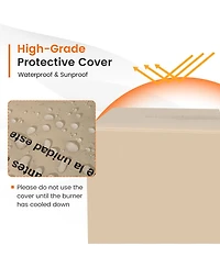 Costway 34.5'' Square Propane Gas Fire Pit Table Faux Stone w/ Lava Rock