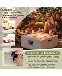 Costway 28'' Terrazzo Fire Pit Table 40,000 Btu Square Propane Gas Fire Pit