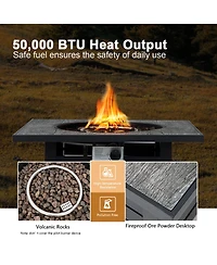 Costway 32'' Square Propane Fire Pit Table for Patio w/Lava Rocks Rain Cover 50,000 Btu