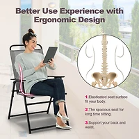 2pcs Patio Folding Sling Chairs Dining Armrest Backrest Outdoor Portable
