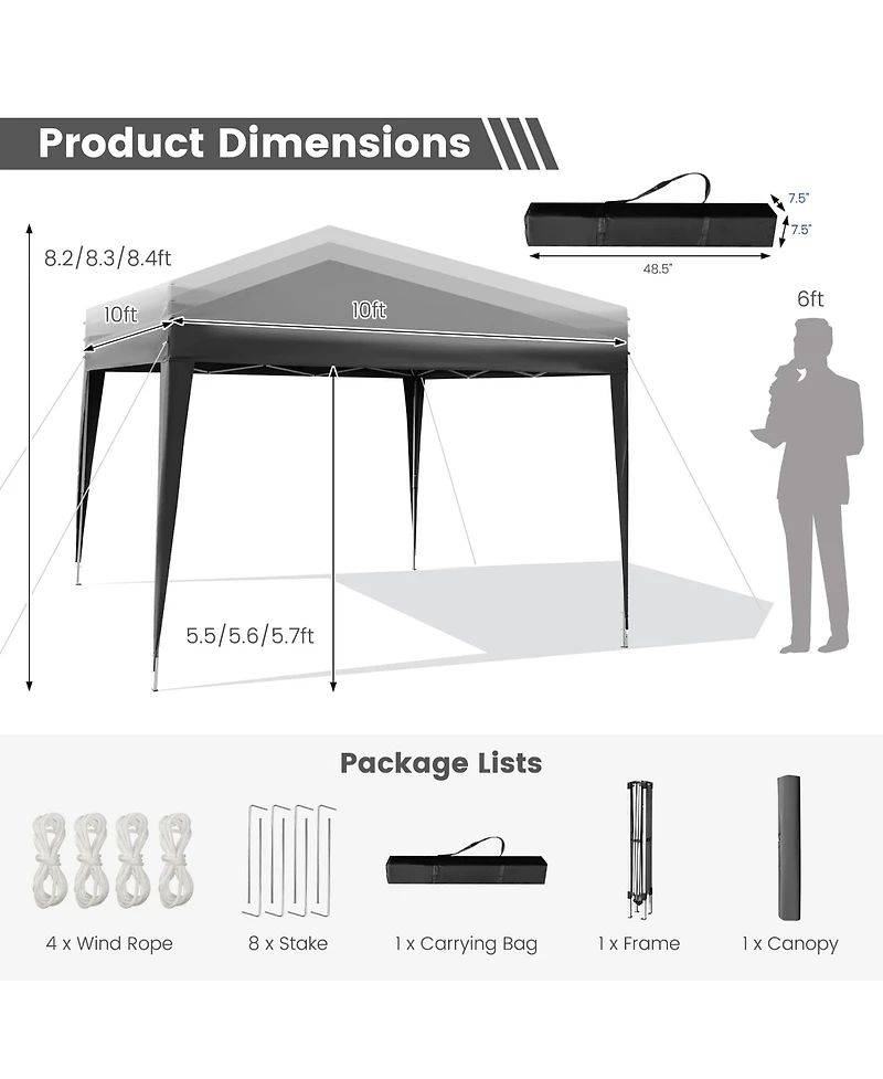 Patio 10x10ft Outdoor Instant Pop-up Canopy Folding Sun Shelter Carry Bag