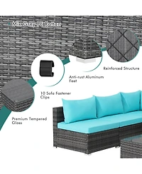Costway 7PCS Patio Rattan Furniture Set Sectional Sofa Cushioned Garden