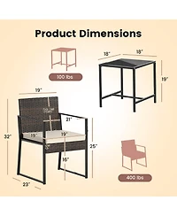 Costway 3pcs Patio Furniture Set Heavy Duty Cushioned Wicker Rattan Chairs Table