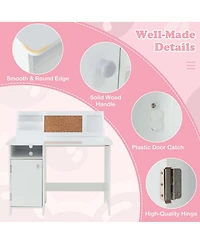 Kids Desk and Chair Set Study Writing Workstation with Bookshelf & Bulletin Board