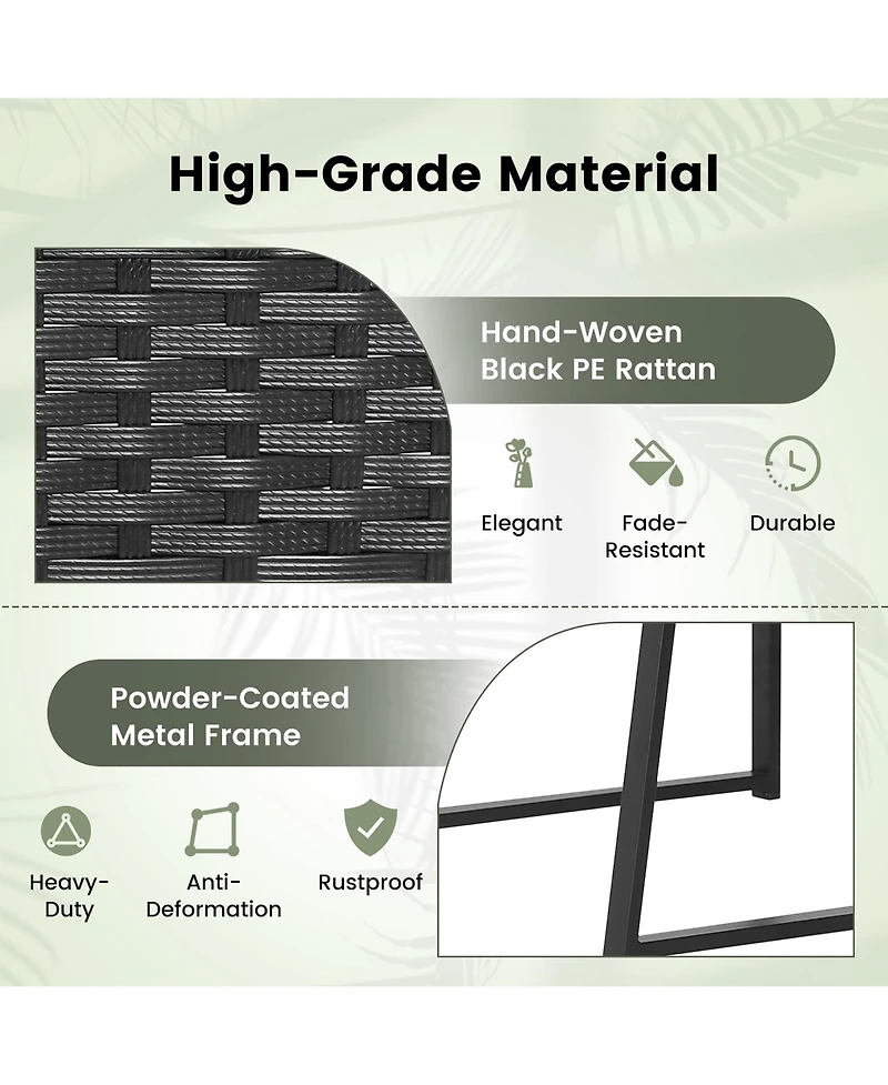 Costway 3pcs Patio Furniture Set Heavy Duty Cushioned Wicker Rattan Chairs Table Outdoor