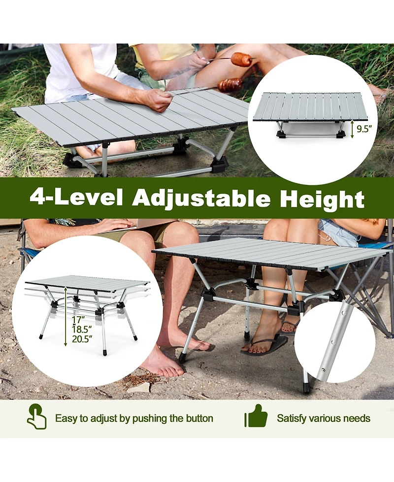 Costway Heavy-Duty Aluminum Camping Table, Folding Outdoor Picnic Table with Carrying Bag