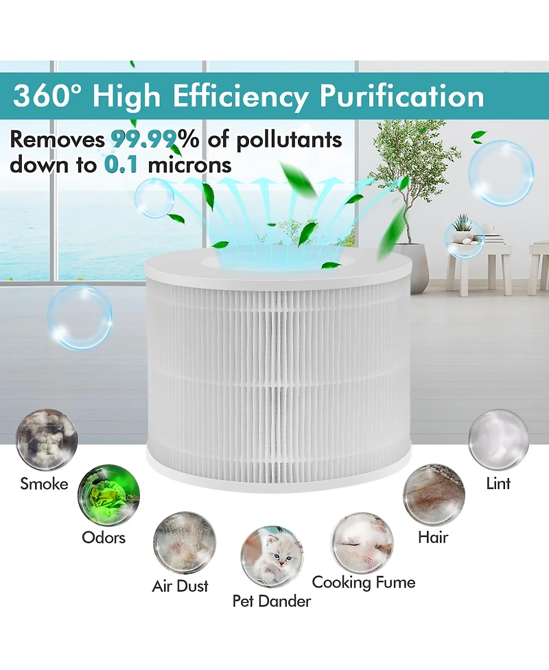 Air Purifier Replacement Filter 3-in-1 H13 True Hepa for Dust Smoke Home Office
