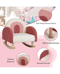 Kids Rocking Chair Children Armchair Velvet Upholstered Sofa w/ Solid Wood Legs