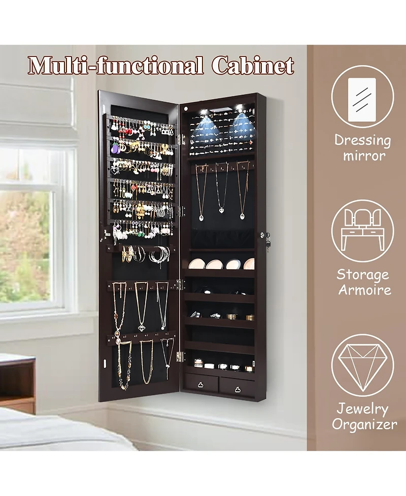 Mirrored Jewelry Cabinet Jewelry Organizer