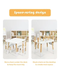 Kids Wooden Table & 2 Chairs Set Children Activity Table Set