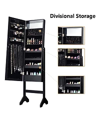 Costway Mirrored Jewelry Cabinet Organizer w/18 Led lights