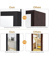 Costway Wall Door Mounted Mirrored Jewelry Cabinet Storage Organizer