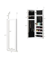 Costway Wall Door Mounted Mirrored Jewelry Cabinet