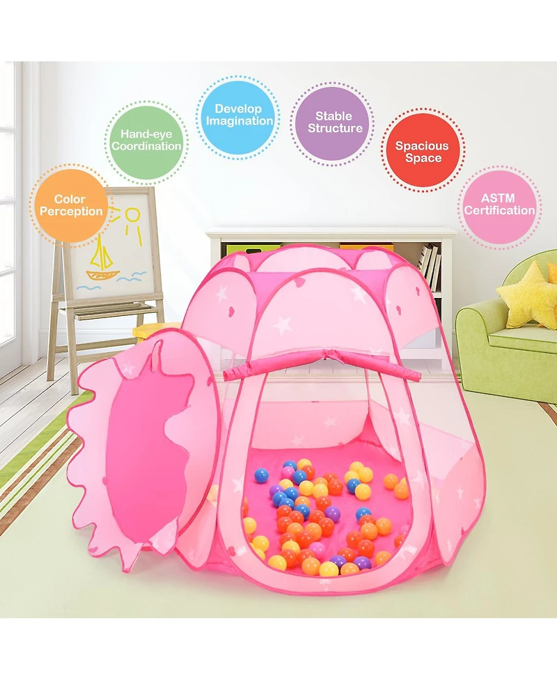Costway Kid Outdoor Indoor Princess Play Tent Playhouse Ball Tent Toddler Toys w/ 100 Balls