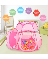 Costway Kid Outdoor Indoor Princess Play Tent Playhouse Ball Tent Toddler Toys w/ 100 Balls