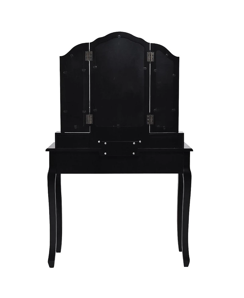 Costway Makeup Table Stool Set Tri Folding Mirror Vanity