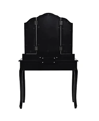 Costway Makeup Table Stool Set Tri Folding Mirror Vanity