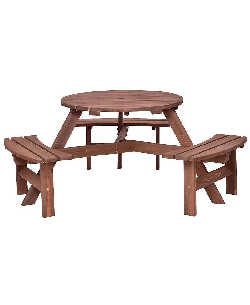 Costway Patio 6 Person Outdoor Wood Picnic Table Beer Bench Set Pub Dining Seat Garden