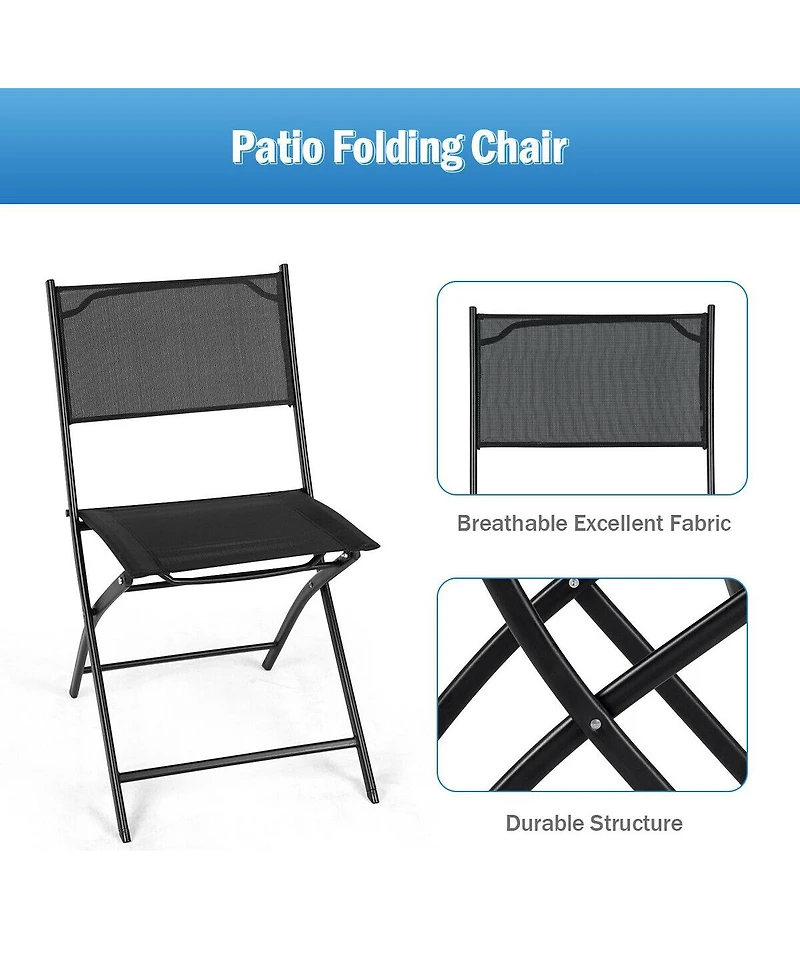 Costway Set of 4 Outdoor Patio Folding Chairs Camping Deck Garden Pool Beach Furniture